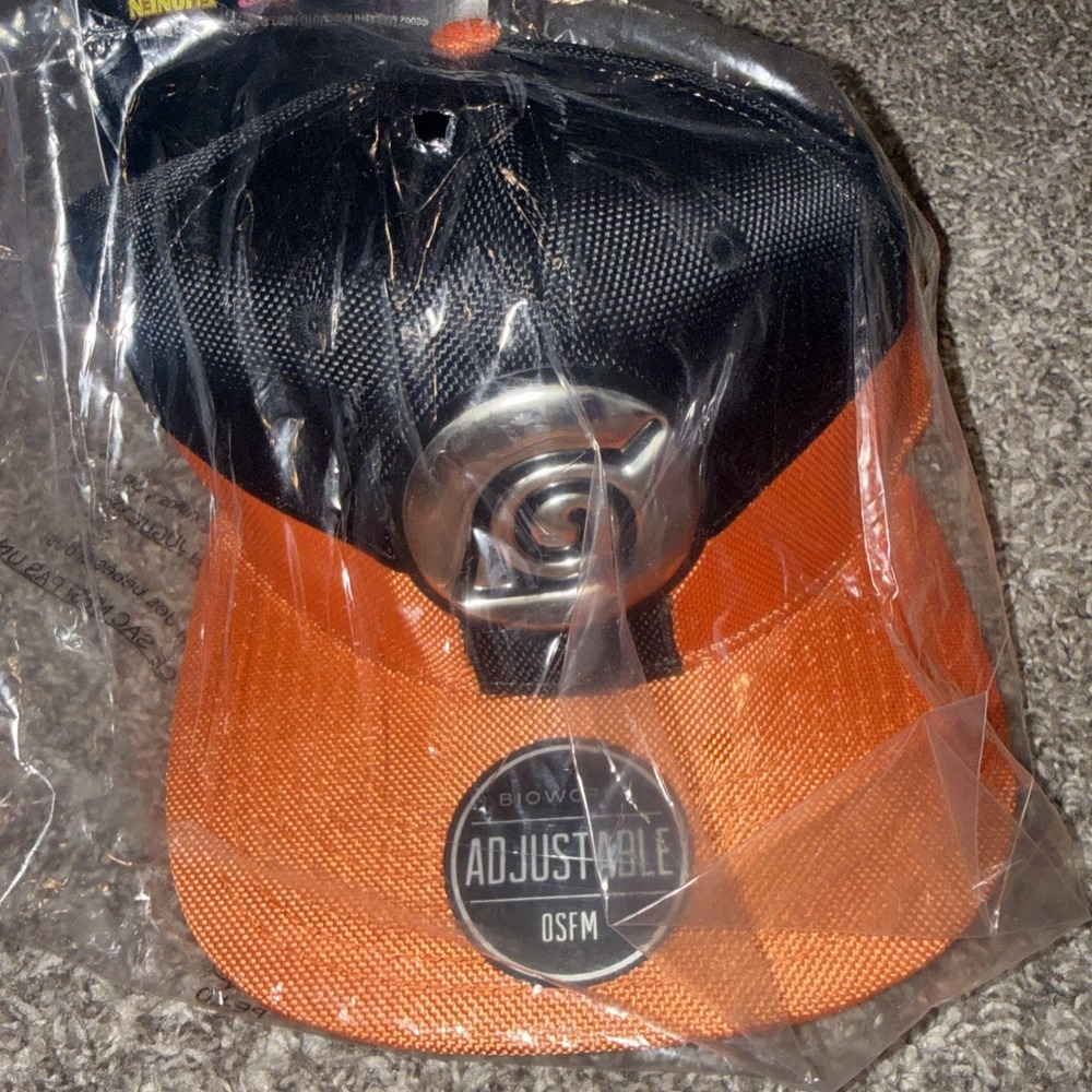 Naruto Hidden Leaf  Snapback Hat brand new Black and‎ Orange